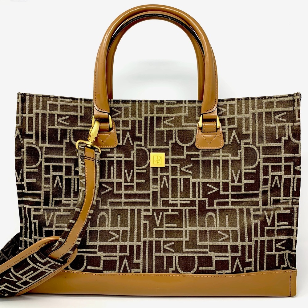 Diane von Furstenberg Monogram Logo Tote With Leather Trim